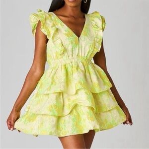 NWT BUDDY LOVE HUDSON
DRESS in ELECTRIC LEMON 🍋 Crush Size L